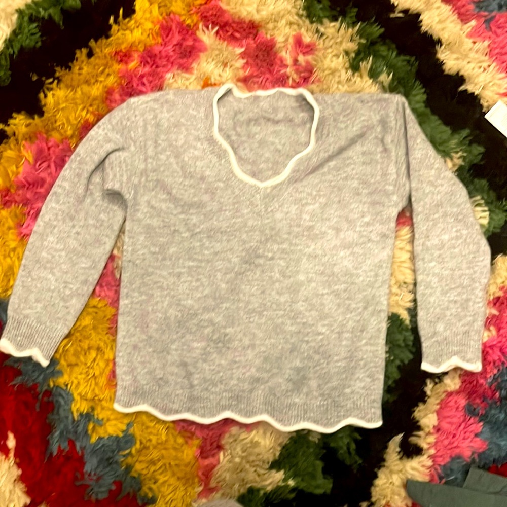 Worn once, Sz L soft material Heather gray white trim